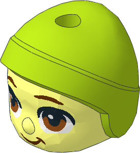 Figure Friends Baby Head with Lime Cap, Dark Orange Eyes and Smirk Pattern