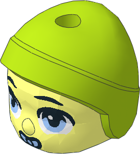 Figure Friends Baby Head with Lime Cap, Bright Light Blue Eyes and Pacifier Pattern