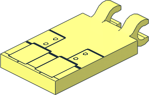 Tile  2 x  3 with Clips Horizontal (Thick C-Clips) with Simulated Metal Plates and  4 Rivets Pattern