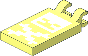 Tile  2 x  3 with Clips Horizontal (Thick C-Clips) with Pixelated Skull and Crossbones Pattern