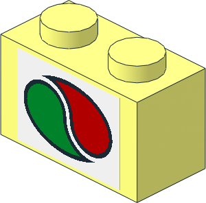 Brick  1 x  2 with Octan Logo on White Sticker