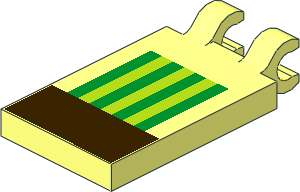 Tile  2 x  3 with Clips Horizontal (Thick C-Clips) with Pixelated Watermelon in Ground Pattern