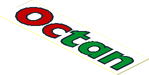 Sticker  0.8 x  3 with Red/Green "Octan" with Black Border on White Background