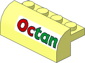 Brick  2 x  4 x  1.333 with Curved Top with Octan Logo with Black Border on White Sticker