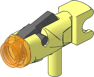 Minifig Gun Shooting Blaster with Socket Joint-8 with Dark Bluish Grey Trigger and Trans Orange Projectile