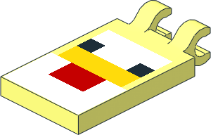 Tile  2 x  3 with Clips Horizontal (Thick C-Clips) with Pixelated Chicken Pattern