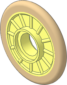 Wheel  2 x 21 with Technic Pin Hole with Integral Rubber Tan Tyre Pattern