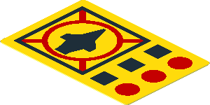 Sticker  1.9 x  1.2 with Black and Red Flight Controls on Yellow