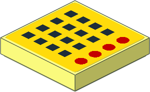 Tile  2 x  2 with Red Circles and Black Rectangles on Yellow Background Sticker