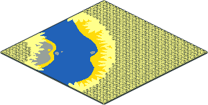 Baseplate 32 x 32 Road 7-Stud Curve with Lagoon Pattern