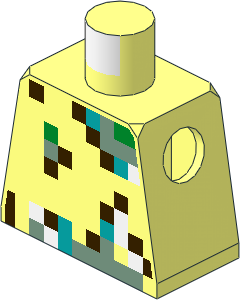 Minifig Torso with Pixelated Vest with Dark Brown, Dark Turquoise, Green, Sand Green, and White Pattern