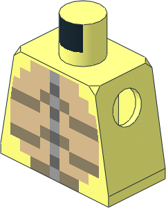 Minifig Torso with Pixelated Dark Tan, Tan and Gray Stomach, Lime and Green Shell on Back Pattern