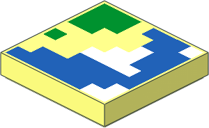 Tile  2 x  2 with Pixelated Blue, Green and White Map Pattern