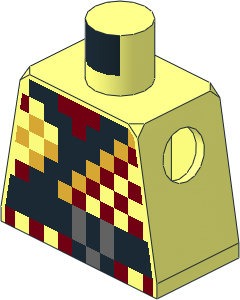 Minifig Torso with Pixelated Robe with Black Hem/Belt, Gold Trim and Grey Belt Wrinkles Pattern