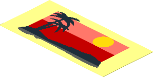Sticker  1.3 x  2.7 with Palm Trees and Sun