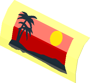 Sticker  1.3 x  2.7 with Palm Trees and Sun (Formed)