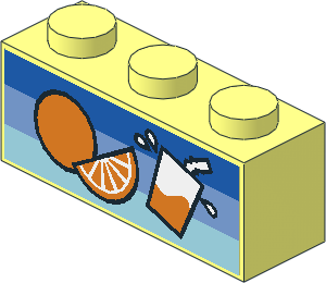 Brick  1 x  3 with Orange and Juice Glass Sticker