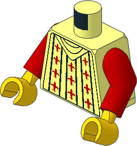 Minifig Torso with Arms and Hands with Collar and Red Fleur-de-Lis Pattern