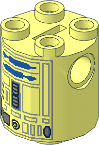 Cylinder  2 x  2 x  2 Robot Body w. SW Blue/Grey R2 Pattern