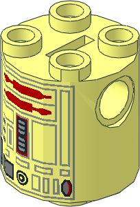 Cylinder  2 x  2 x  2 Robot Body w. SW Red/Grey R2 Pattern