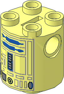 Cylinder  2 x  2 x  2 Robot Body w. SW Blue/Bl. Grey R2 Pattern