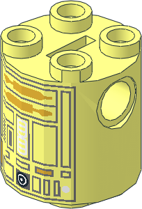 Cylinder  2 x  2 x  2 Robot Body w. SW Copper/Silver R2 Pattern