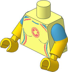 Minifig Torso with Dual Mould Arms and Hands with Female Wetsuit, Coral and Dark Azure Trim and Turtle Logo Pattern