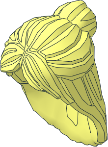 Minifig Hair Long with Parted Bangs Swept Back in Bun with Pin Hole in Back