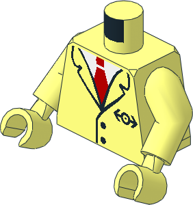 Minifig Torso with Arms and Hands with Suit and Red Tie with Train Logo Pattern