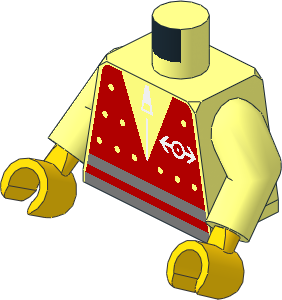 Minifig Torso with Arms and Hands with Red Vest and Train Logo Pattern
