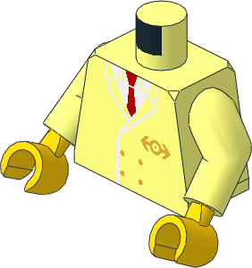 Minifig Torso with Arms and Hands with Four Button Suit and Train Logo Pattern