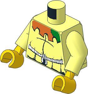 Minifig Torso with Arms and Hands with White Rope & Patched Collar Pattern