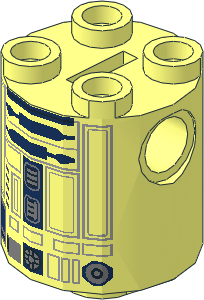 Cylinder  2 x  2 x  2 Robot Body with Grey Lines and Dark Blue Pattern