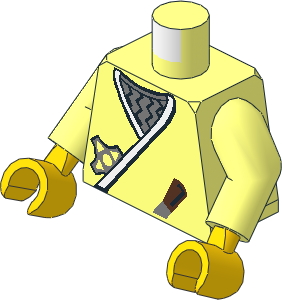 Minifig Torso with Arms and Hands with Ninja Wrap, Silver Shuriken & Dagger Pattern