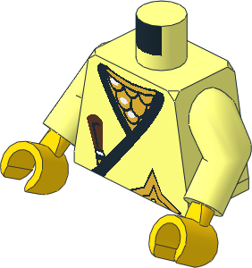 Minifig Torso with Arms and Hands with Ninja Wrap, Gold Shuriken, and Armour Pattern
