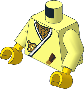 Minifig Torso with Arms and Hands with Ninja Wrap, Gold Shuriken, and Dagger Pattern