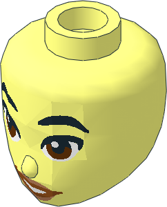 Figure Friends Head with Black Eyebrows, Reddish Brown Eyes Nougat Lips, and Dark Orange Lopsided Open Mouth Smile Pattern