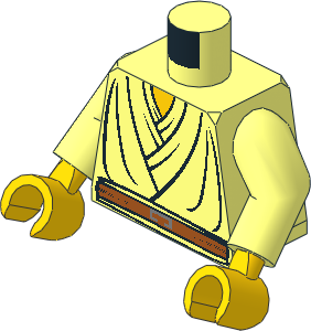 Minifig Torso with Arms and Hands with SW Layered Shirt, Brown Belt Pattern