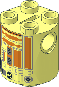 Cylinder  2 x  2 x  2 Robot Body with Orange Lines Pattern (R3-A2)