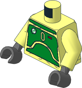 Minifig Torso with Arms and Hands with SW Blast Armour (Green Plates) Bluish Grey Pattern