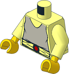 Minifig Torso with Arms and Hands with SW Grey Shirt, Belt with Red Buckle Pattern