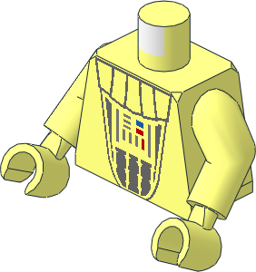 Minifig Torso with Arms and Hands with SW Darth Vader Bluish Grey Pattern