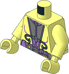 Minifig Torso with Arms and Hands with SW Medium Lavender and Metallic Silver Utility Gear Pattern