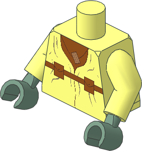 Minifig Torso with Arms and Hands with SW Belt Pockets and Necklace Blissl Flute Pattern