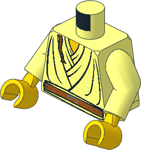 Minifig Torso with Arms and Hands with SW Layered Shirt, Brown Belt, Braid Pattern