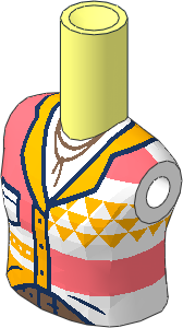 Figure Friends Girl with Coral and Bright Light Orange Shirt, Dark Blue Trim and Warm Tan Neck Pattern