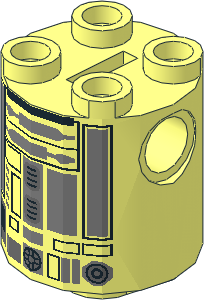 Cylinder  2 x  2 x  2 Robot Body Black Lines and Silver Pattern (Imperial Astromech)