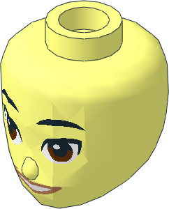 Figure Friends Head with Black Eyebrows, Reddish Brown Eyes, Dark Orange Open Mouth Smile Pattern