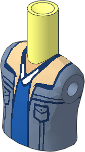 Figure Friends Boy Torso with Sand Blue Jacket with Tan Lapels over Blue and White Shirt Pattern