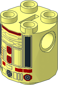 Cylinder  2 x  2 x  2 Robot Body with Red and Silver Pattern (R4-G0)